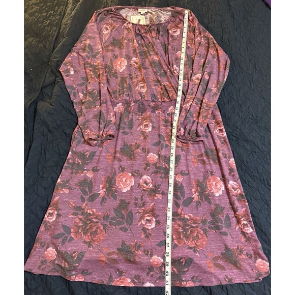 Lularoe 2XL NWT  Jody Purple Gray Rose Dress LS Dress - Picture 1 of 6